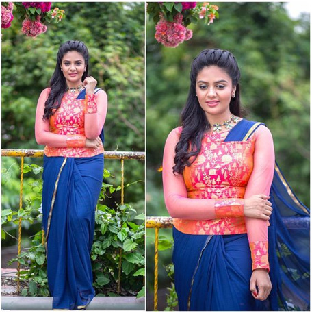 Designer Brocade Blouse With Plain Saree