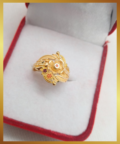 Floral Light Weight Gold Ring