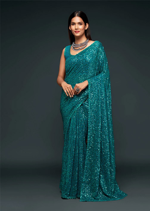 Georgette Designer Sequins Saree