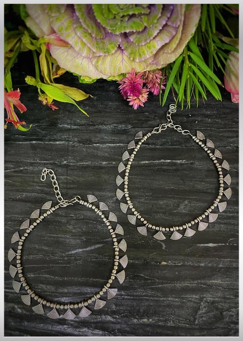 German Oxidised Silver Anklets