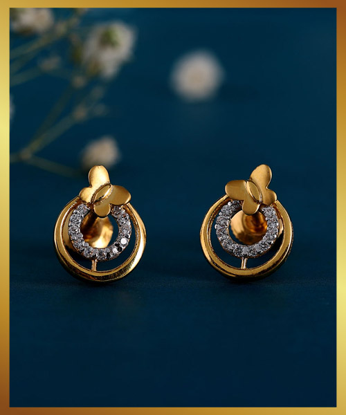 Gold And Diamond Stud Earrings