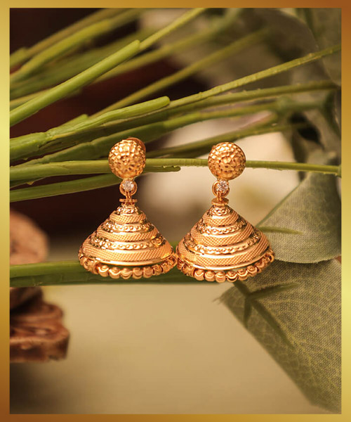 Gold Jhumka Earrings