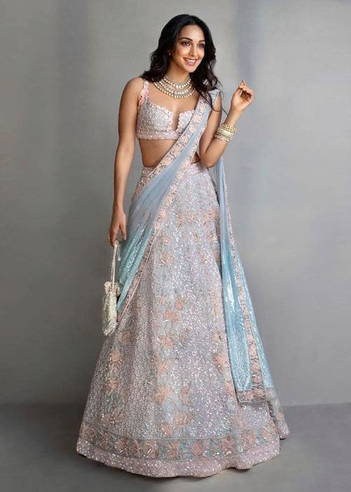 Kiara Advani In Aqua Blue Lehenga