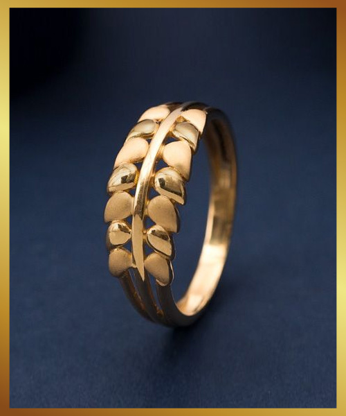 Leaf Style Plain Gold Ring