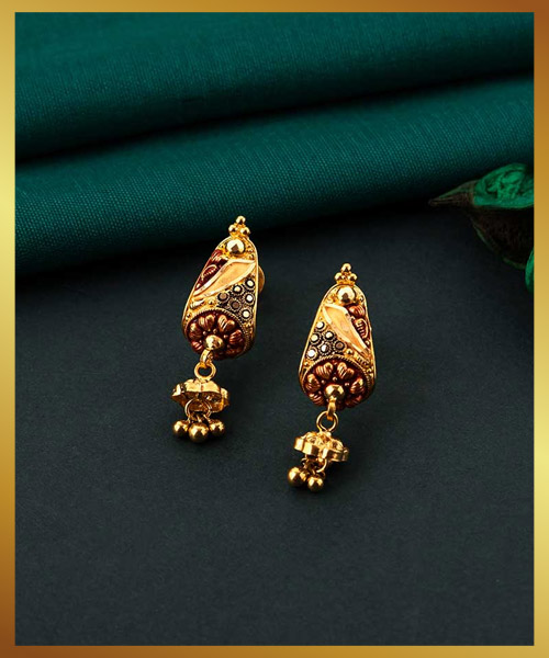 Long Gold Stud Earrings