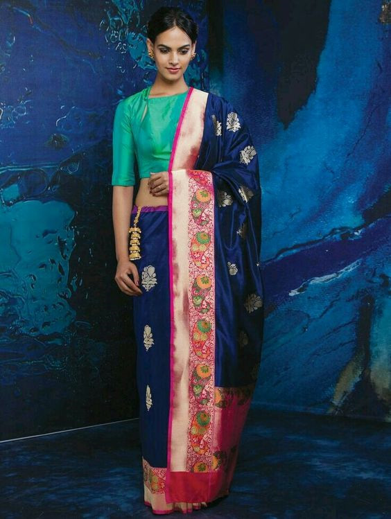 Open Front Pallu Banarasi Saree Draping