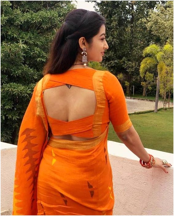 Overlap Back Blouse Design