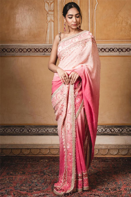 Pink Ombre Saree