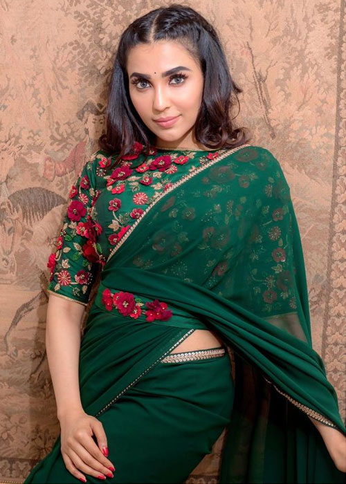 Plain Saree With Floral Embroidered Blouse