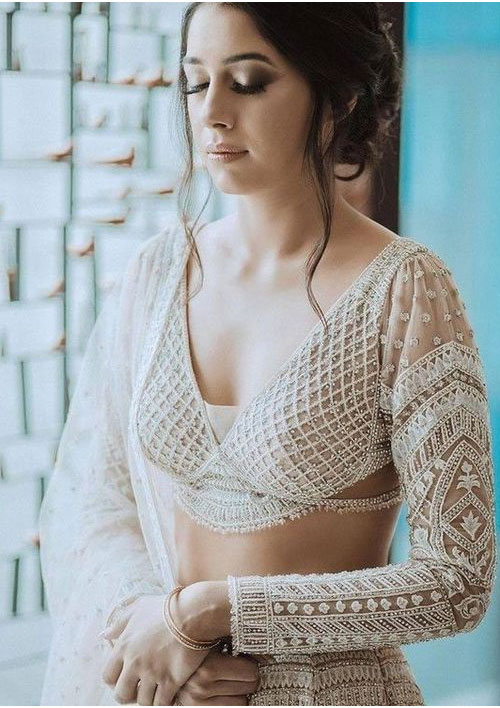Plunge Neck Blouse Design