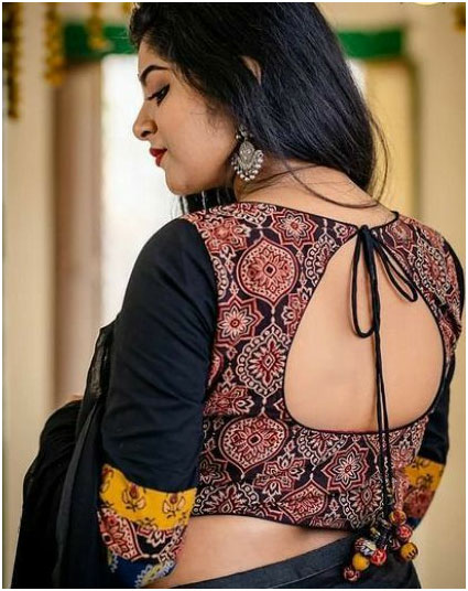 Printed Blouse For Black Saree