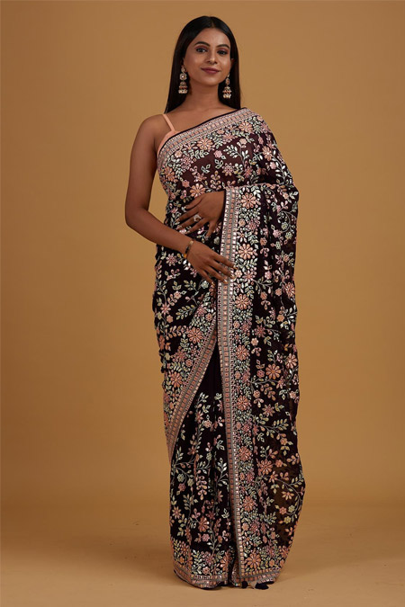 Purple Gotapatti Georgette Designer Saree