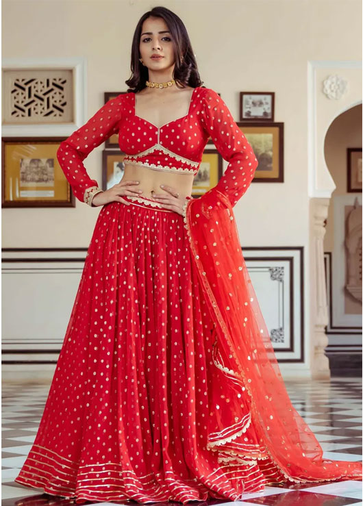 Red Georgette Lehenga Choli