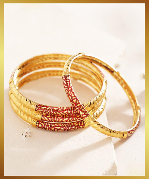 Red Karigari Gold Bangles