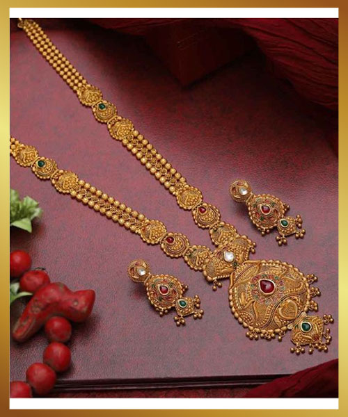  Red Stone Studded Rani Haar