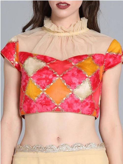 Ruffle Neckline Blouse Design