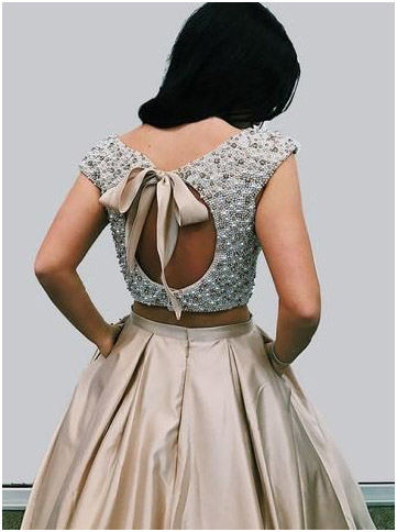 Silver Stylish Back Knot Blouse Design