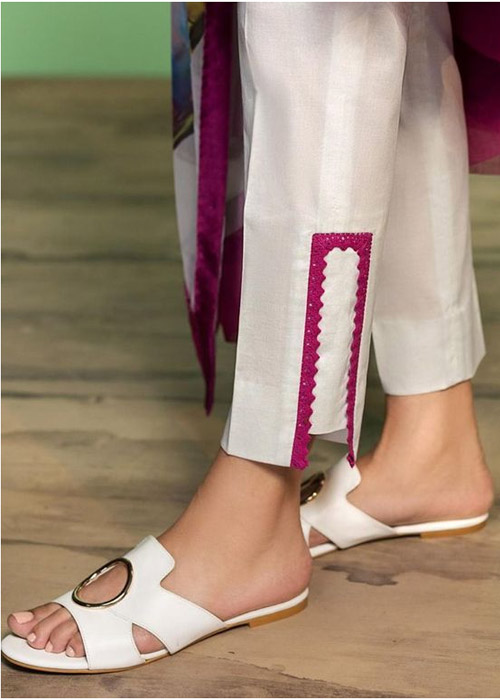 White And Pink Cigarette Pant Design