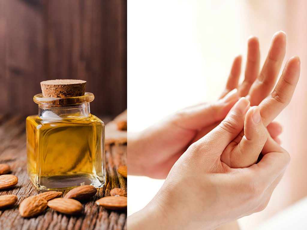 almond oil massage hand