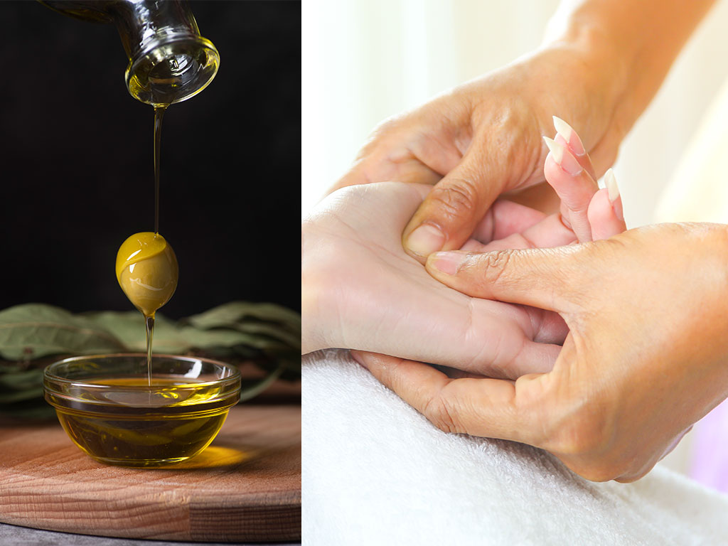 olive oil massage hand