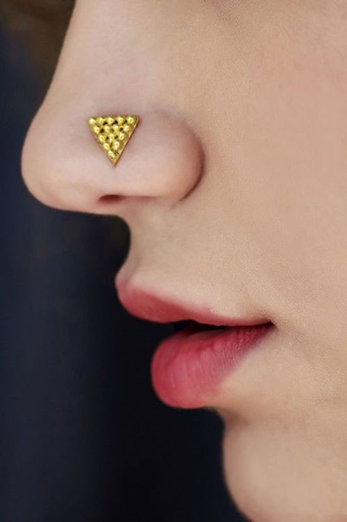 Triangular Gold Nose Pin