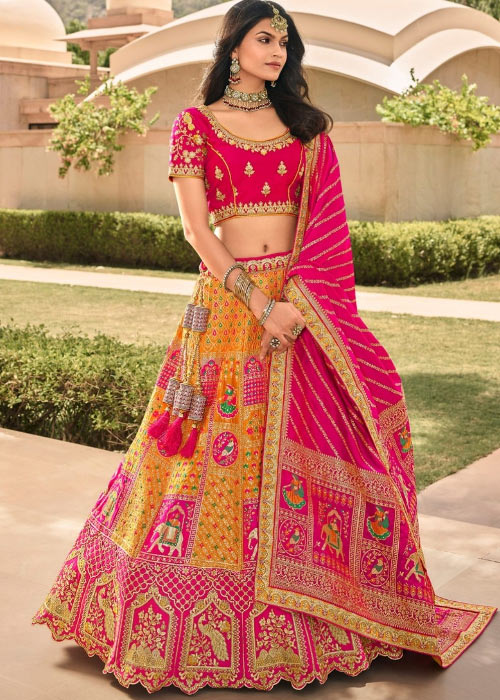 Hand Embroidered Banarasi Silk Lehenga