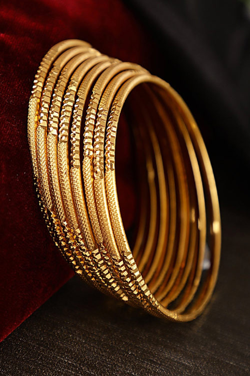 Set Of 8 Shining Gold Plated Bangles