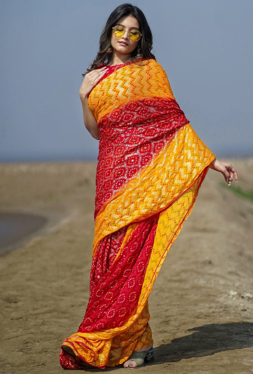 Chiffon Bandhej Saree