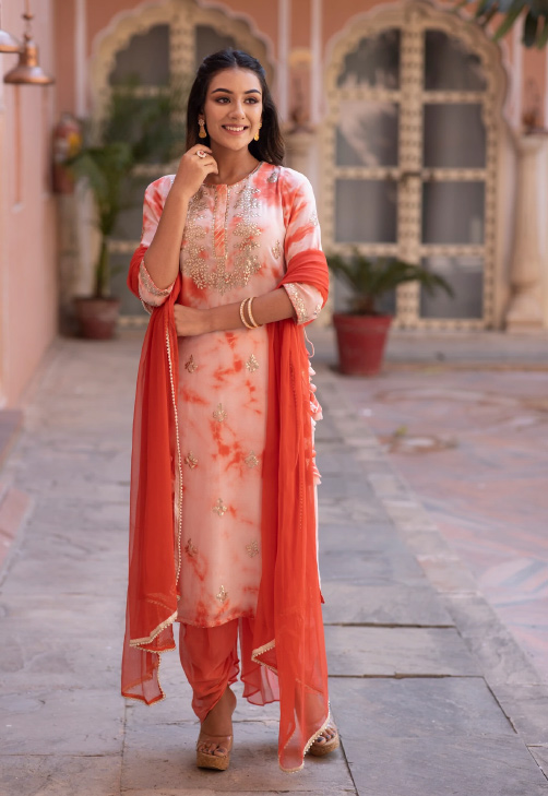 Tie And Dye Print Georgette Aari Work Salwar Suit