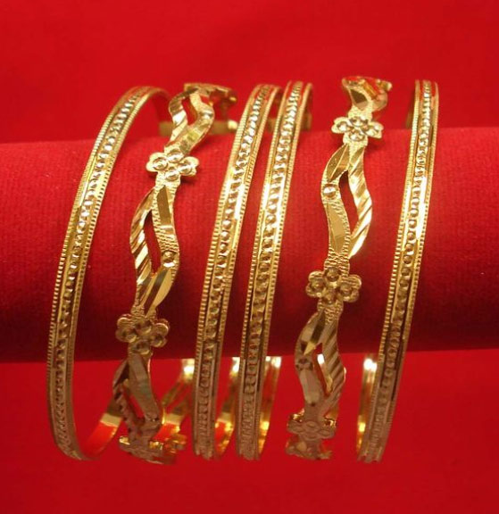 Floral Gold Plated Bangles