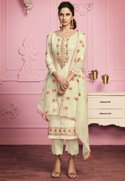 Straight Cut Embroidered Suit