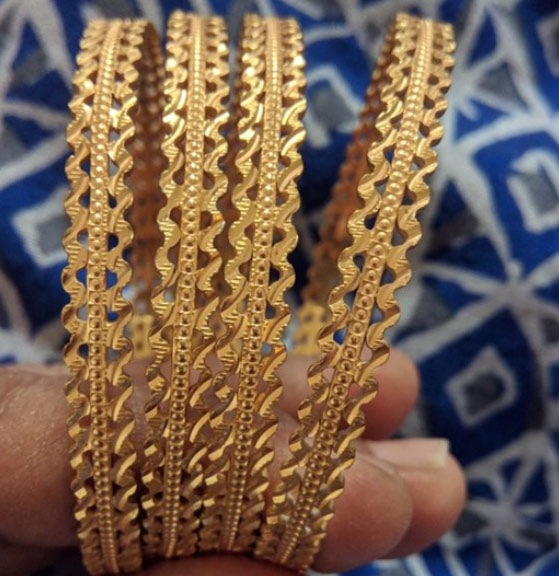 Zig Zag Style Gold Plated Bangles
