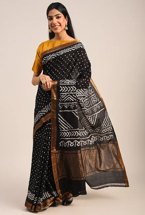 Black Bandhani Saree