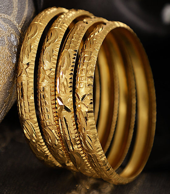 Broad Gold Plated Bangles