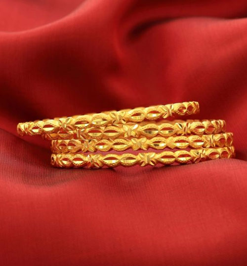 Leaf Shape Gold Plated Bangles
