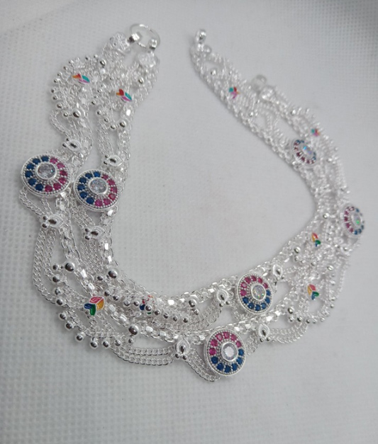 Latkan Style Meenakari Anklets