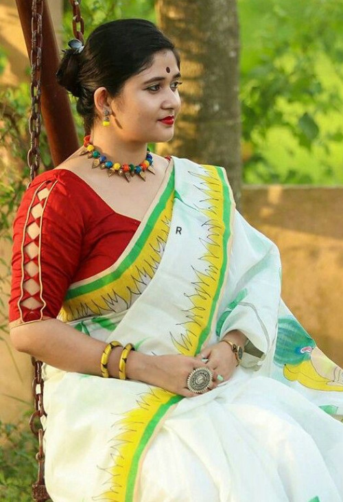Red Blouse With Attractive Sleeve Design