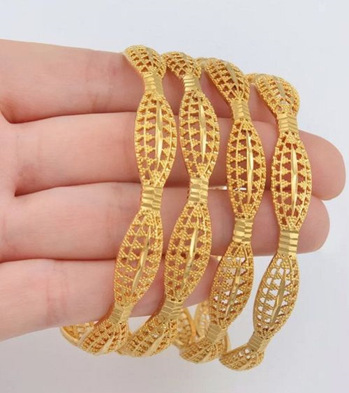 24 K leaf Shape Bangle Design