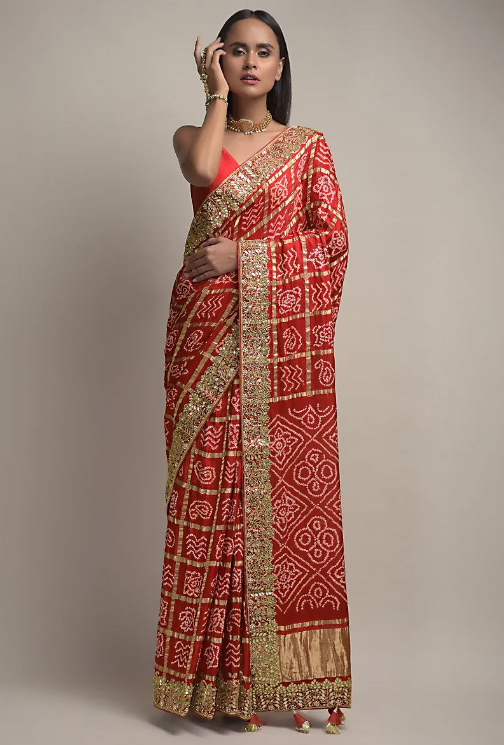Gotta Patti Work Bandhani Saree