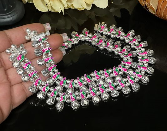 Leaf Shape Meenakari Anklets