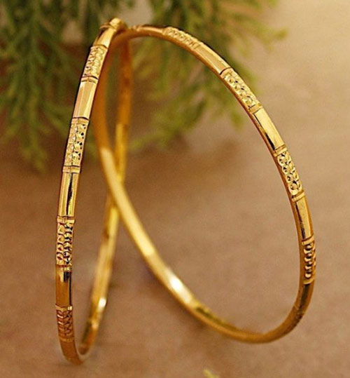 Set Of 2 Very Thin Gold Plated Bangles