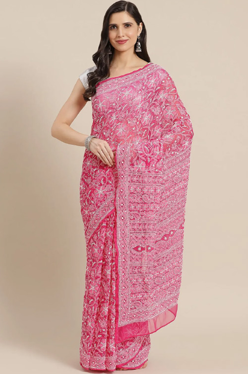 Lucknow Chikan Work Saree