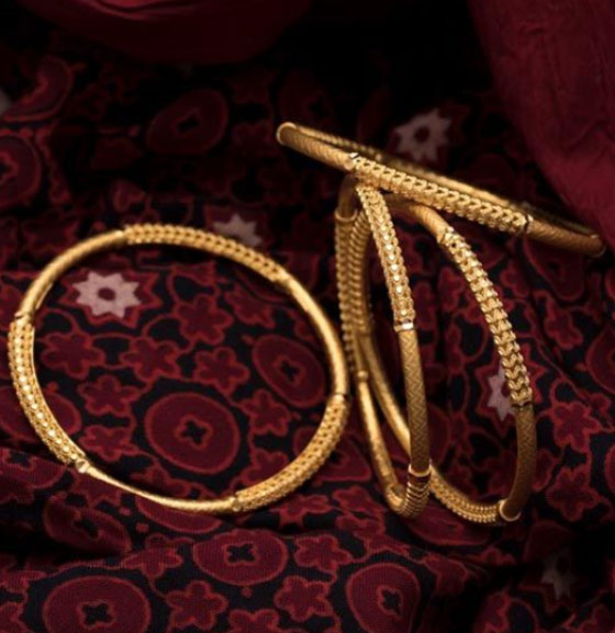 White Stone Studded Gold Bangles