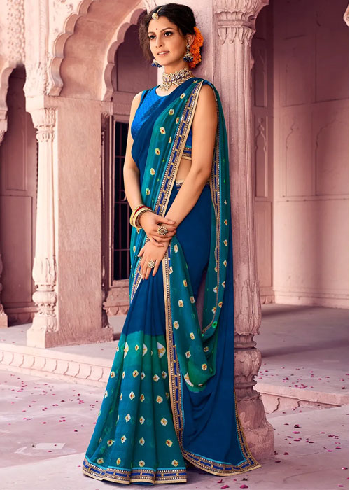 Bandhej Work Chiffon Saree