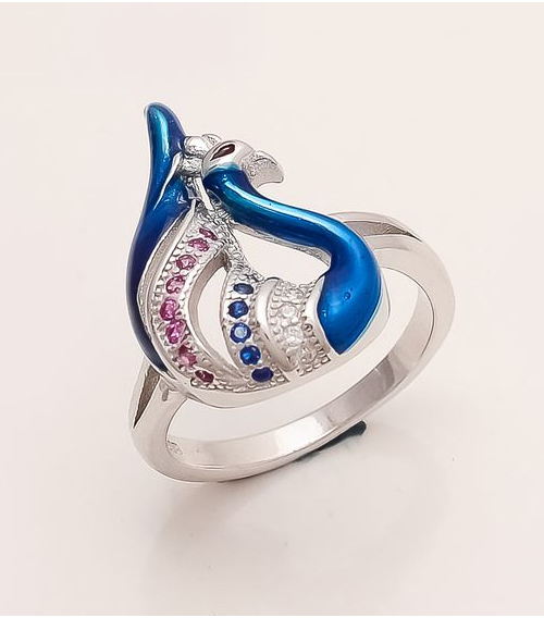  Blue Color Peacock Shape Toe Ring
