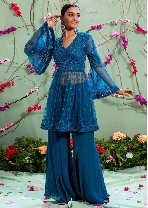 Gorgeous Flared Kurti with Matching Palazzo Pants