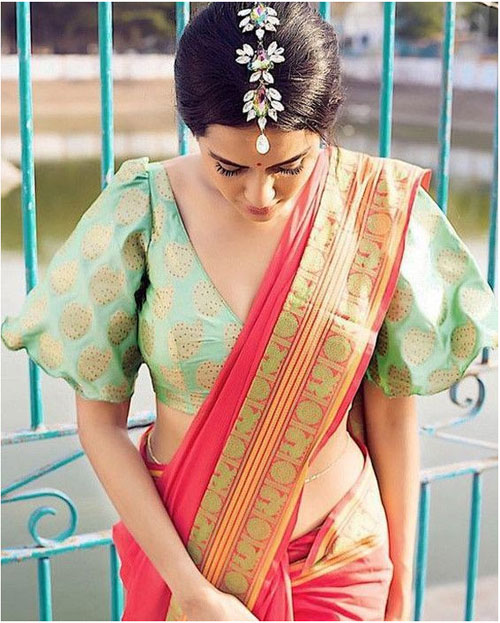 Green Bell Sleeves Blouse Design