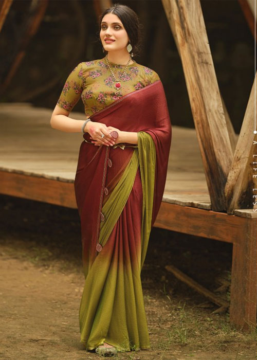 Half And Half Chiffon Saree