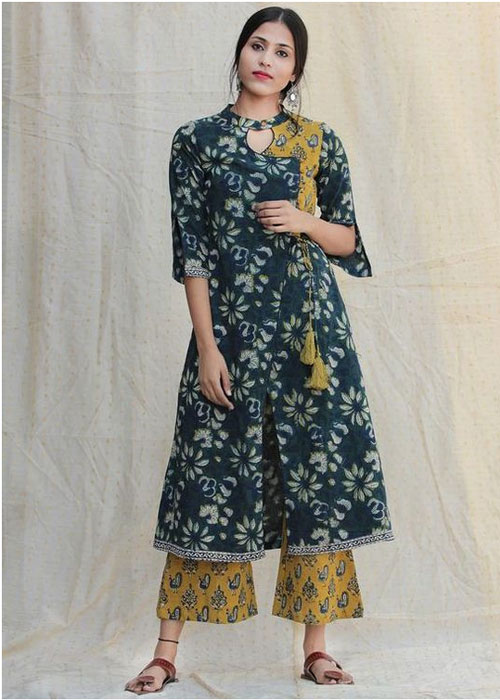 Hand Block Kurta With Palazzo