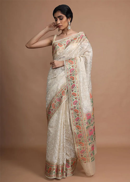 Hand Embroidered Kota Silk Saree